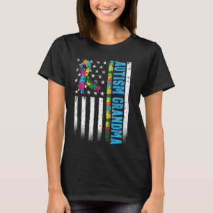 T-shirt Autisme du drapeau américain rétro Autisme Grandma