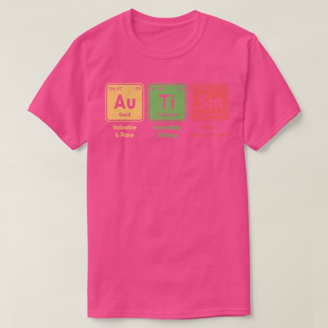 T-shirt Autisme Éléments de tableau périodique Orthographe (Design devant)