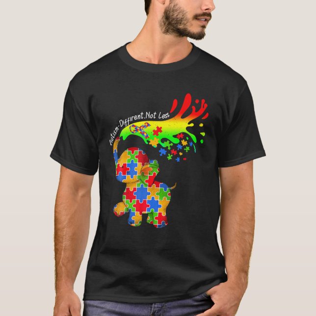 T-shirt Autisme éléphant Différent Pas Moins Être Un Puzzl (Devant)