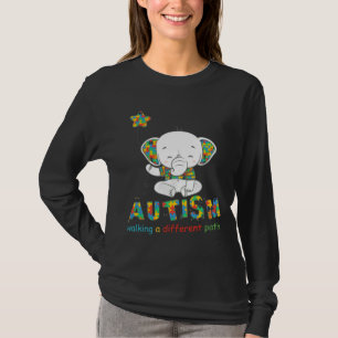 T-shirt Autisme Éléphant Marcher Sur Un Chemin Différent