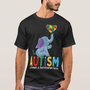 T-shirt Autisme Eléphant Marcher Un Chemin Différent Pour