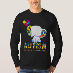 T-shirt Autisme Eléphant Marcher Un Chemin Différent Pour
