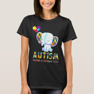 T-shirt Autisme Eléphant Marcher Un Chemin Différent Pour