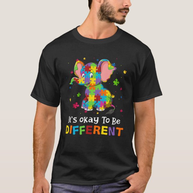 T-shirt Autisme Embrasser les différences Éléphant Puzzle  (Devant)