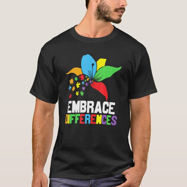 T-shirt Autisme Embrasser les Différences Neurodiversité A (Devant)
