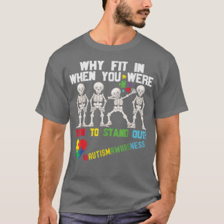 T-shirt Autisme Enfants Dabbing Squelette Pourquoi S'Ajust