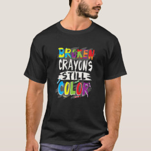 T-shirt Autisme enseignant cassé Crayons Couleur Autisme