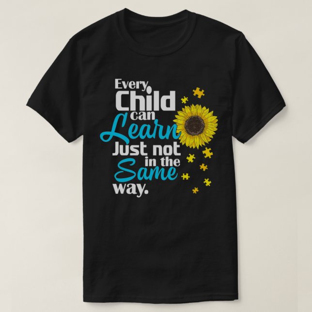 T-shirt Autisme Enseignant de l'éducation spéciale Sunflow (Design devant)