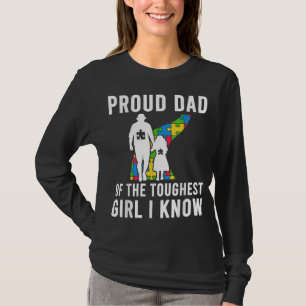 T-shirt Autisme Fier Papa De La Fille La Plus Touche Papa