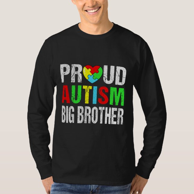 T-shirt Autisme Fière et Désireux Big Brother Heart Family (Devant)