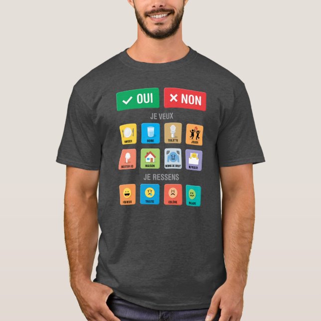 T-shirt Autisme français AAC PECS Point Communication 01 (Devant)