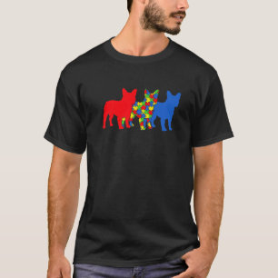 T-shirt Autisme Français Chien Chien Chien Sensibilisation