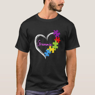 T-shirt Autisme Grammie Fête des Mères Cœur Sensibilisatio