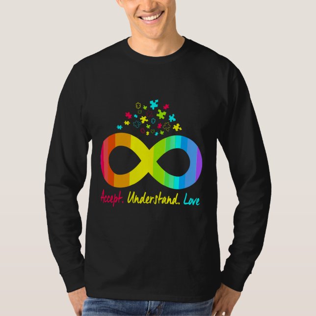 T-shirt Autisme Infinité Puzzle Symbole Autisme Accepter S (Devant)