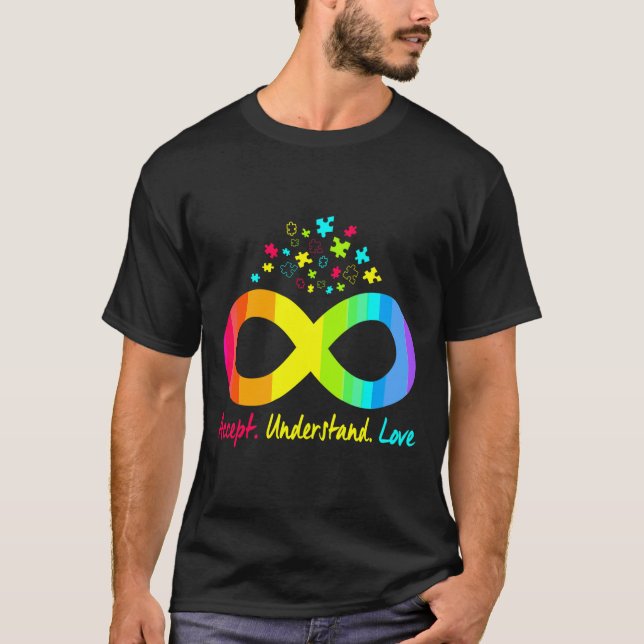 T-shirt Autisme Infinité Puzzle Symbole Autisme Accepter S (Devant)