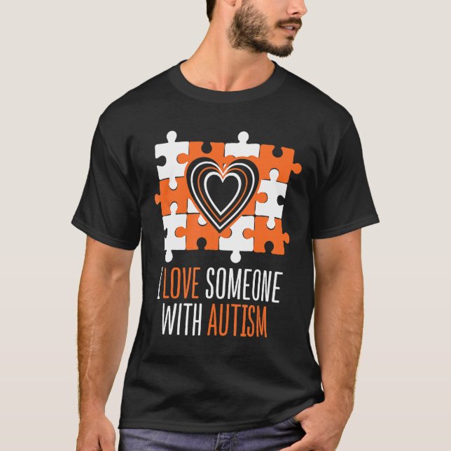 T-shirt Autisme-J'aime quelqu'un avec autisme (Devant)
