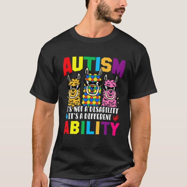 T-shirt Autisme Llama Alpacas Tenue de sensibilisation à l (Devant)
