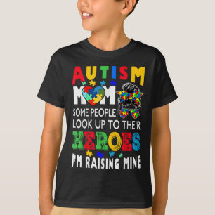T-shirt Autisme Maman Élever Héros Super Messy Bun Autisme