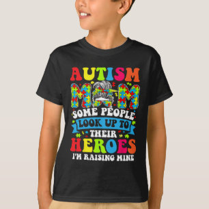 T-shirt Autisme Maman Élever Héros Super Messy Bun Autisme