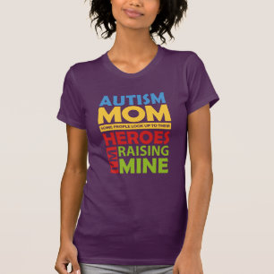 T-shirt Autisme Maman Élever Mon Héros Anniversaire