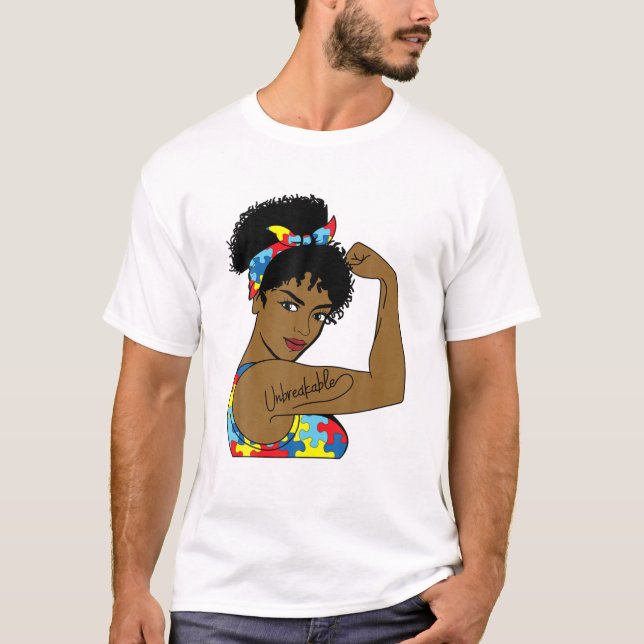 T-shirt Autisme Maman Incassable Rosie Le Riveter Strong B (Devant)