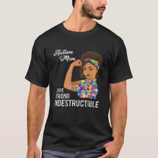 T-shirt Autisme Maman Indestructible Puzzle Autiste Ruban 