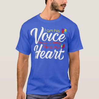 T-shirt Autisme Maman Je Suis Sa Voix Il Est Mon Coeur ASD
