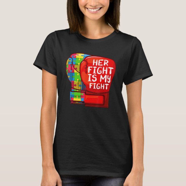 T-shirt Autisme Maman Papa Son Combat Est Mon Combat Autis (Devant)