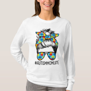 T-shirt Autisme Maman Vie Messager Lunettes de soleil Band