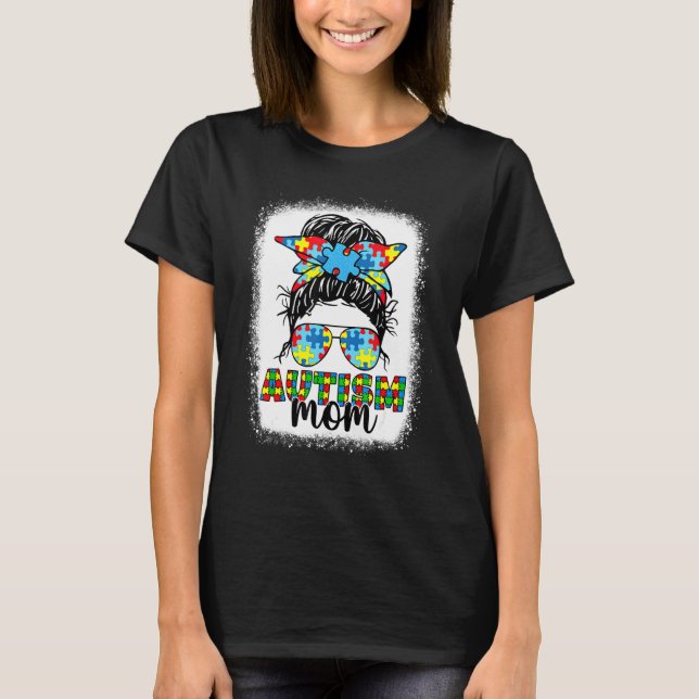 T-shirt Autisme Maman Vie Messager Lunettes de soleil Band (Devant)