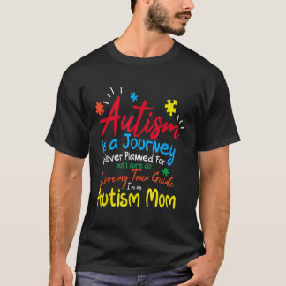 T-shirt Autisme Maman Voyage I Love My Tour Guide Autisme 