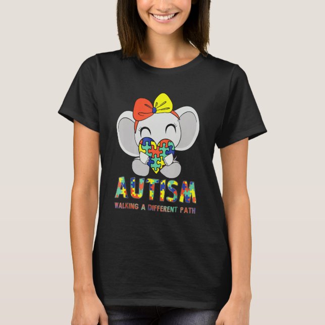 T-shirt Autisme Marcher sur un chemin différent Éléphant m (Devant)