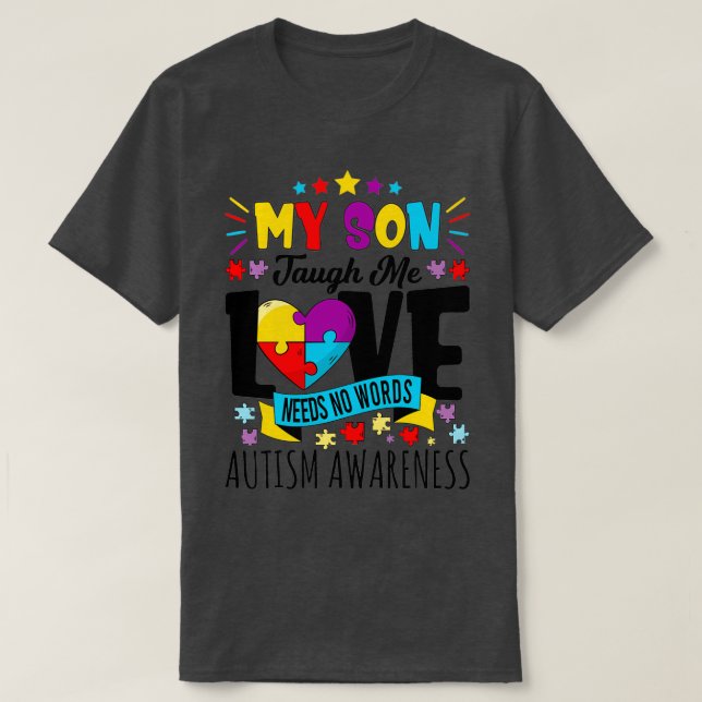 T-shirt Autisme mère père fils 3 (Design devant)