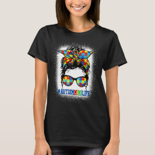 T-shirt Autisme Mimi Vie Chignon En Désordre Soutien Pour