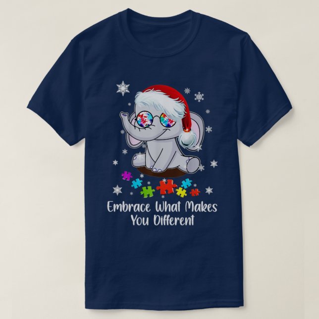 T-shirt Autisme Noël Embrassez Ce Qui Vous Rend Différents (Design devant)