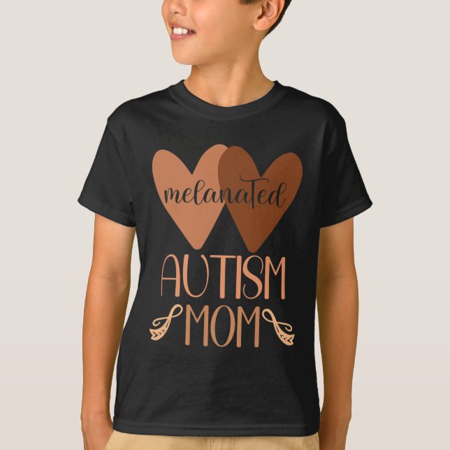 T-shirt Autisme Noir Maman Du Fils Autiste Enfants Melanat (Devant)