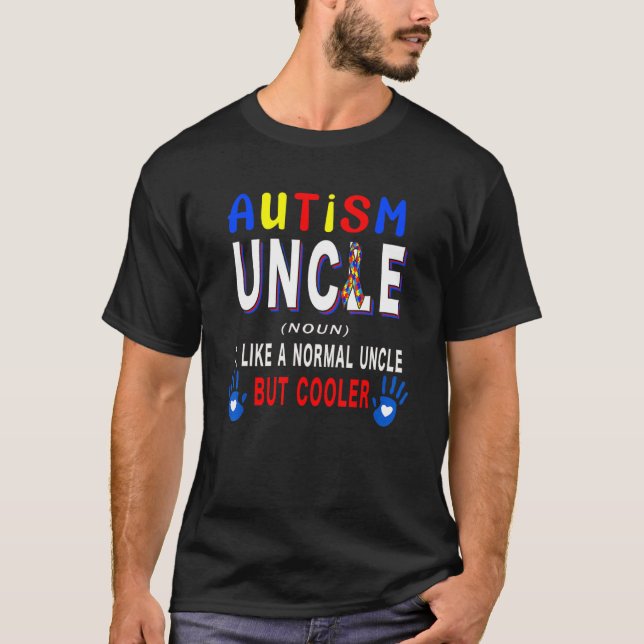 T-shirt Autisme Oncle Définition Glacière Fière Autisme Dé (Devant)