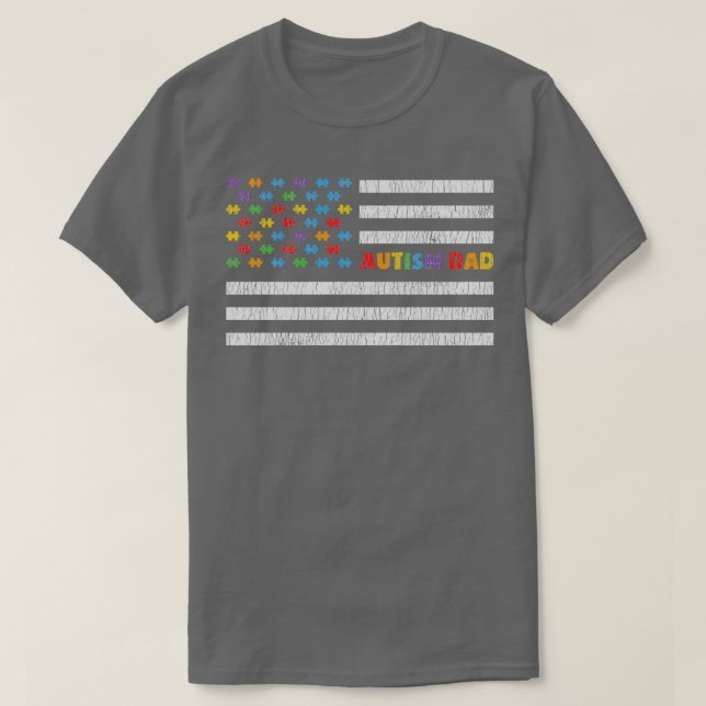 T-shirt Autisme Papa Américain Drapeau Autistique Sensibil (Design devant)