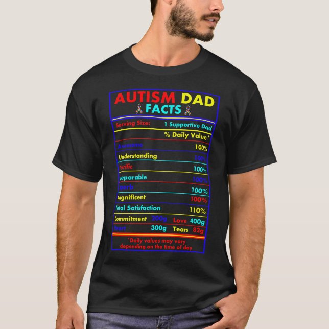 T-shirt Autisme Papa Faits Servits Amour Sensibilisation (Devant)
