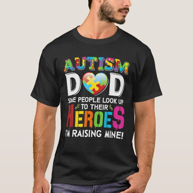 T-shirt Autisme Papa Mon Fils Est Héros Sensibilisation su (Devant)