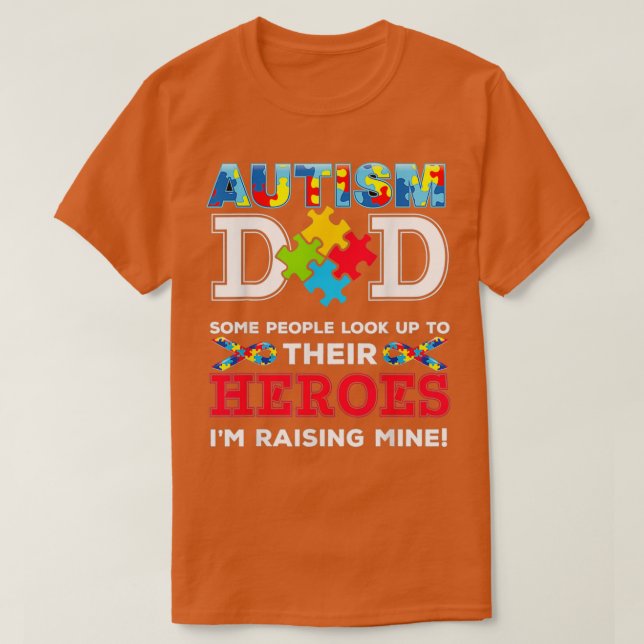 T-shirt Autisme Papa Mon fils est Mon héros Autisme Sensib (Design devant)