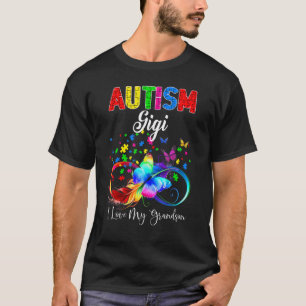 T-shirt Autisme Papillon Gigi I Love My Grandson Support A