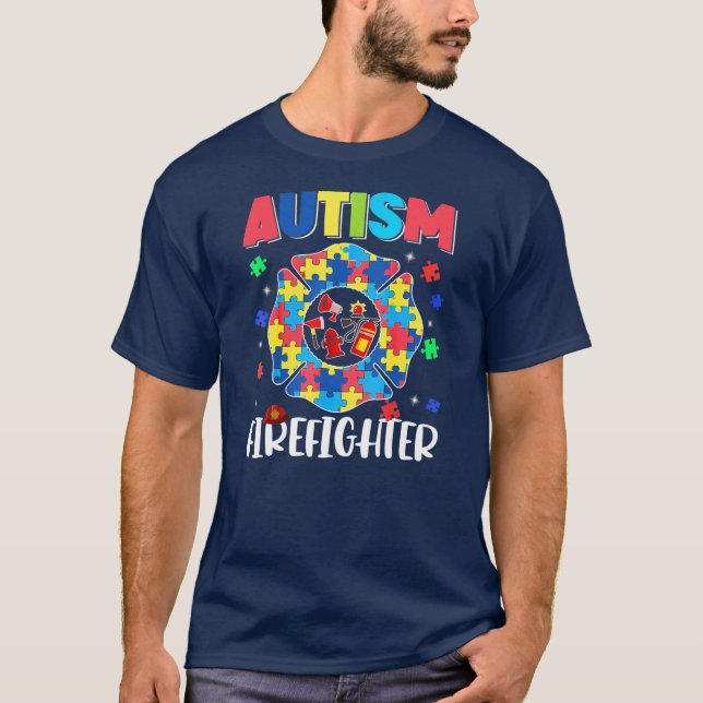 T-shirt Autisme pompier Sensibilisation sur l'autisme de c (Devant)