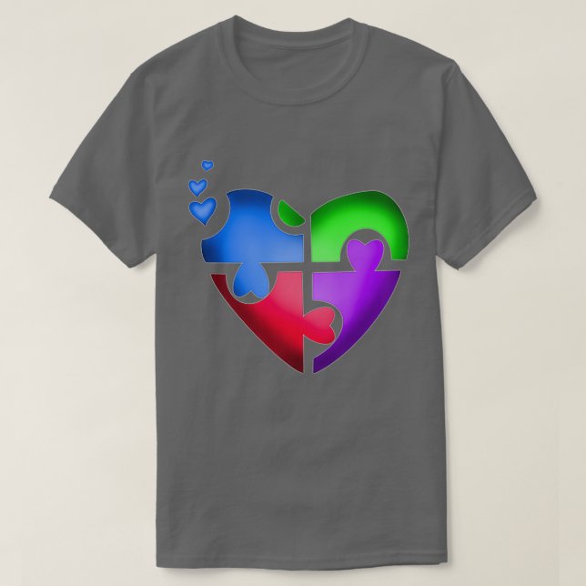 T-shirt Autisme puzzle amour coeur (Design devant)