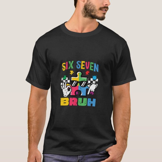 T-shirt Autisme Puzzle Main Six Sept Bru (Devant)
