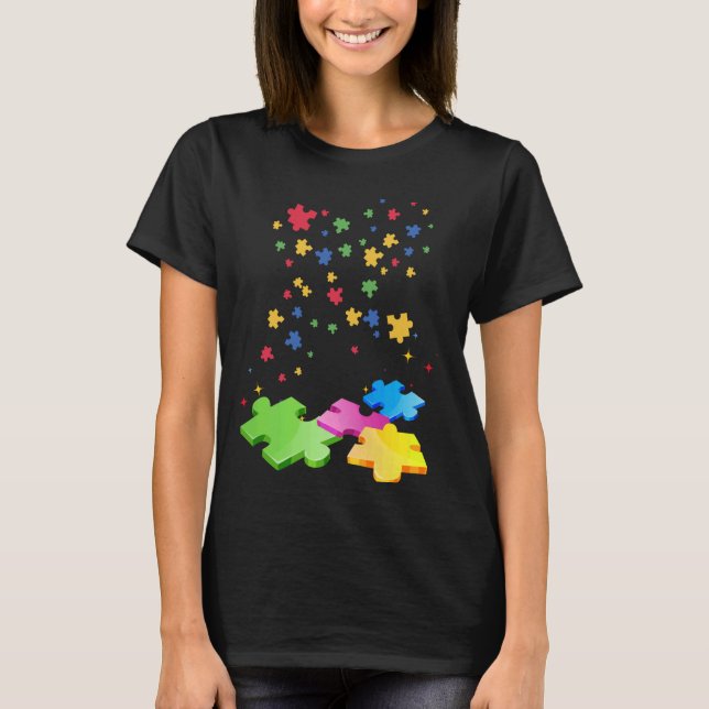 T-shirt Autisme puzzle pièce amour conscience vie mère gué (Devant)