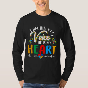 T-shirt Autisme Puzzle Pièce Coeur Je Suis Sa Voix Femmes 