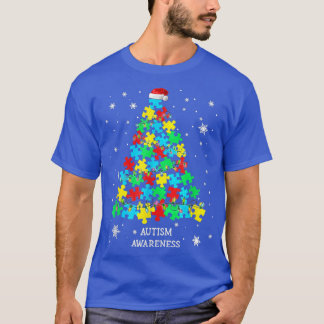 T-shirt Autisme Puzzle Pièces Arbre de Noël Lumières Su