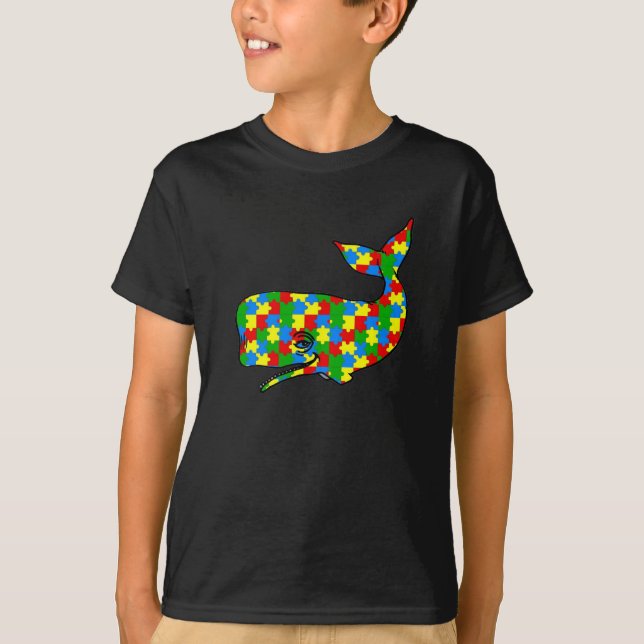 T-shirt Autisme Puzzle Whate (Devant)