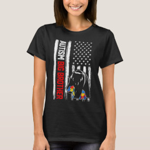 T-shirt Autisme rétro Big Brother Bear American Flag Award